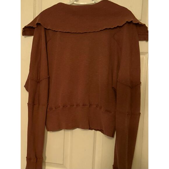 Free People mock neck sweatshirt size small brown - Picture 2 of 3
